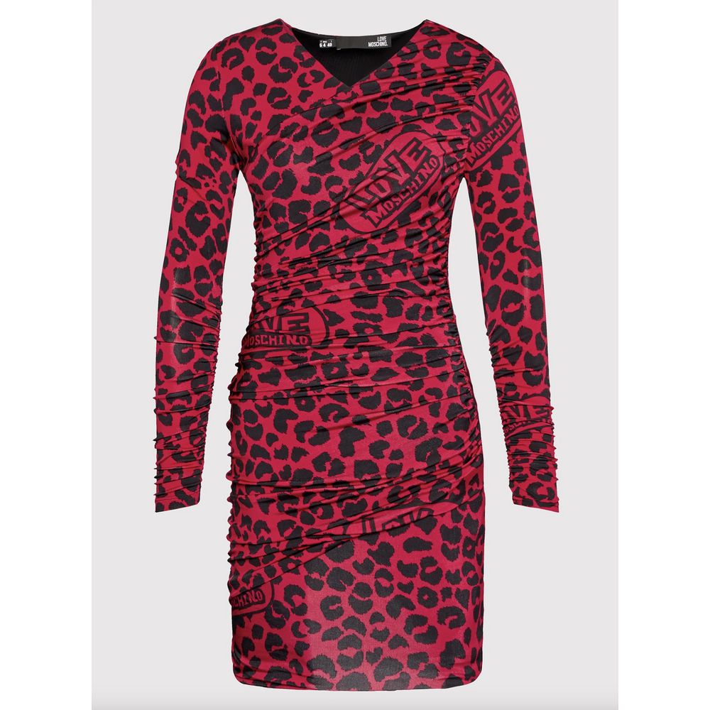 Love Moschino Chic Leopard Texture Dress in Pink and Black by Love Moschino
