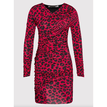 Love Moschino Chic Leopard Texture Dress in Pink and Black by Love Moschino