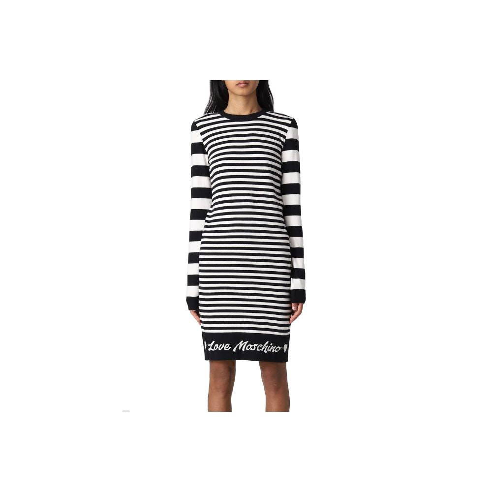Love Moschino Elegant Striped Knit Dress with Long Sleeves by Love Moschino
