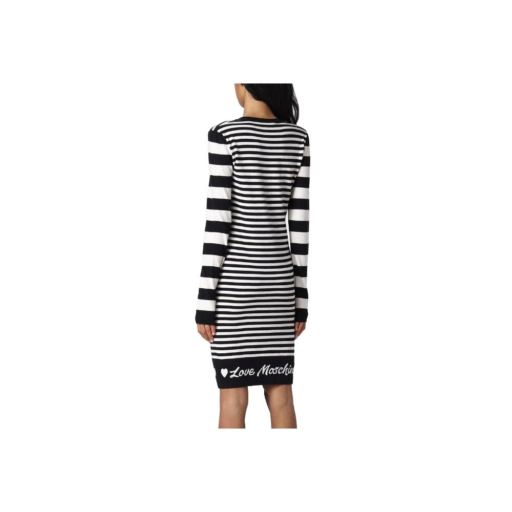 Love Moschino Elegant Striped Knit Dress with Long Sleeves by Love Moschino