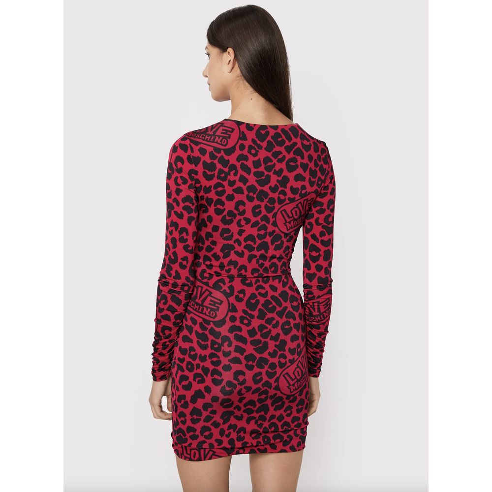 Love Moschino Chic Leopard Texture Dress in Pink and Black by Love Moschino