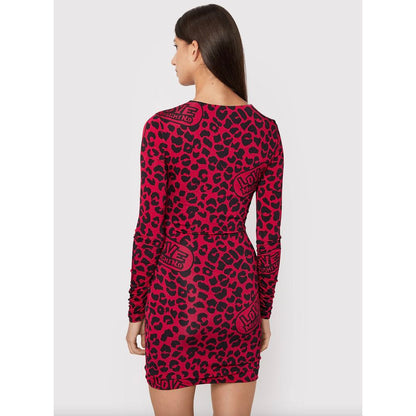 Love Moschino Chic Leopard Texture Dress in Pink and Black by Love Moschino