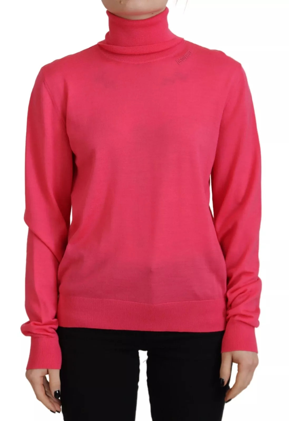 Dsquared² Pink Solid Long Sleeve Turtle Neck Casual Sweater by Dsquared²