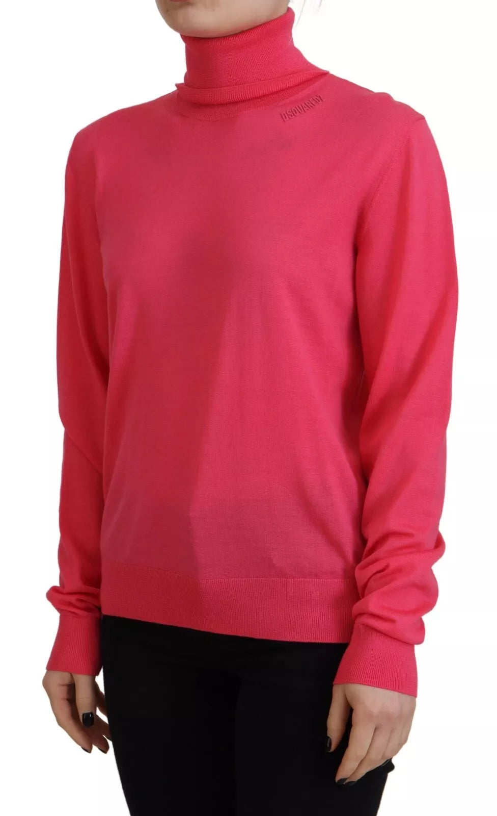 Dsquared² Pink Solid Long Sleeve Turtle Neck Casual Sweater by Dsquared²