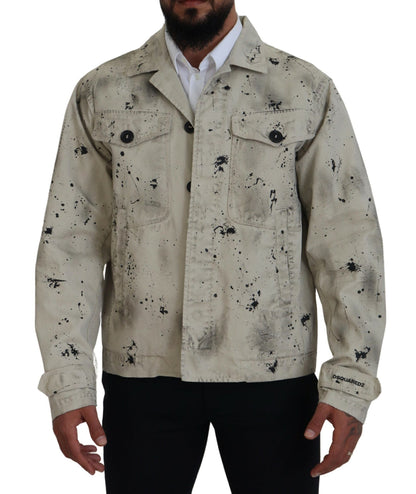 Veste en jean décontractée Dsquared² Off White Black Splash Print