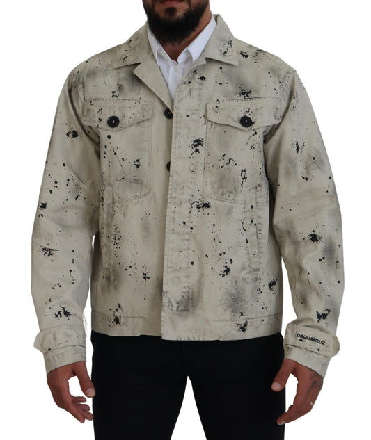 Veste en jean décontractée Dsquared² Off White Black Splash Print