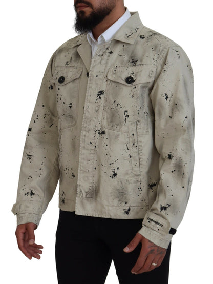 Veste en jean décontractée Dsquared² Off White Black Splash Print