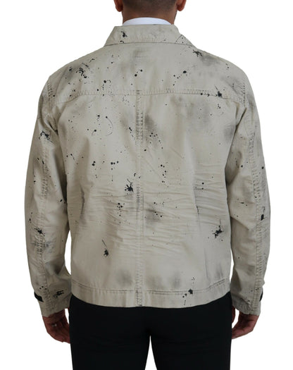 Veste en jean décontractée Dsquared² Off White Black Splash Print