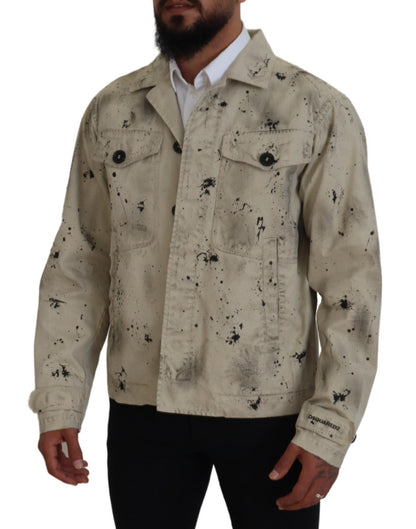 Veste en jean décontractée Dsquared² Off White Black Splash Print