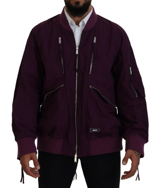 Blouson aviateur entièrement zippé en polyester violet Dsquared²