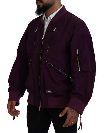 Blouson aviateur entièrement zippé en polyester violet Dsquared²