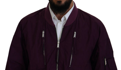 Blouson aviateur entièrement zippé en polyester violet Dsquared²