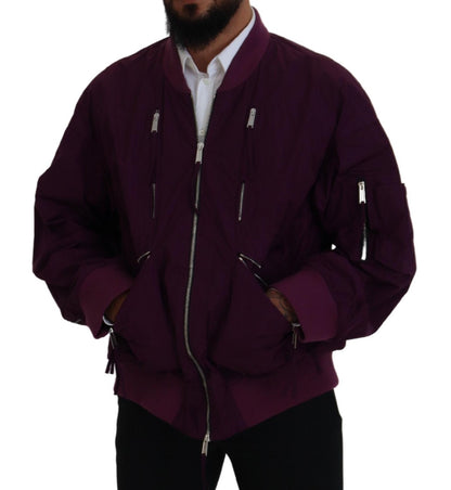 Blouson aviateur entièrement zippé en polyester violet Dsquared²