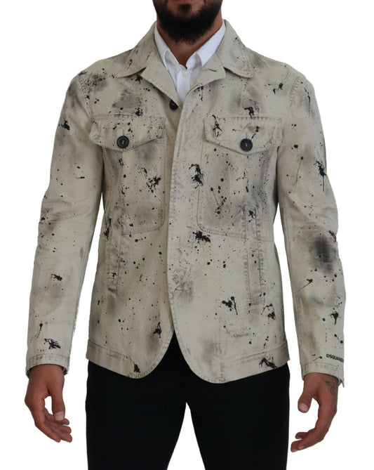 Veste en jean décontractée Dsquared² Off White Black Splash Print