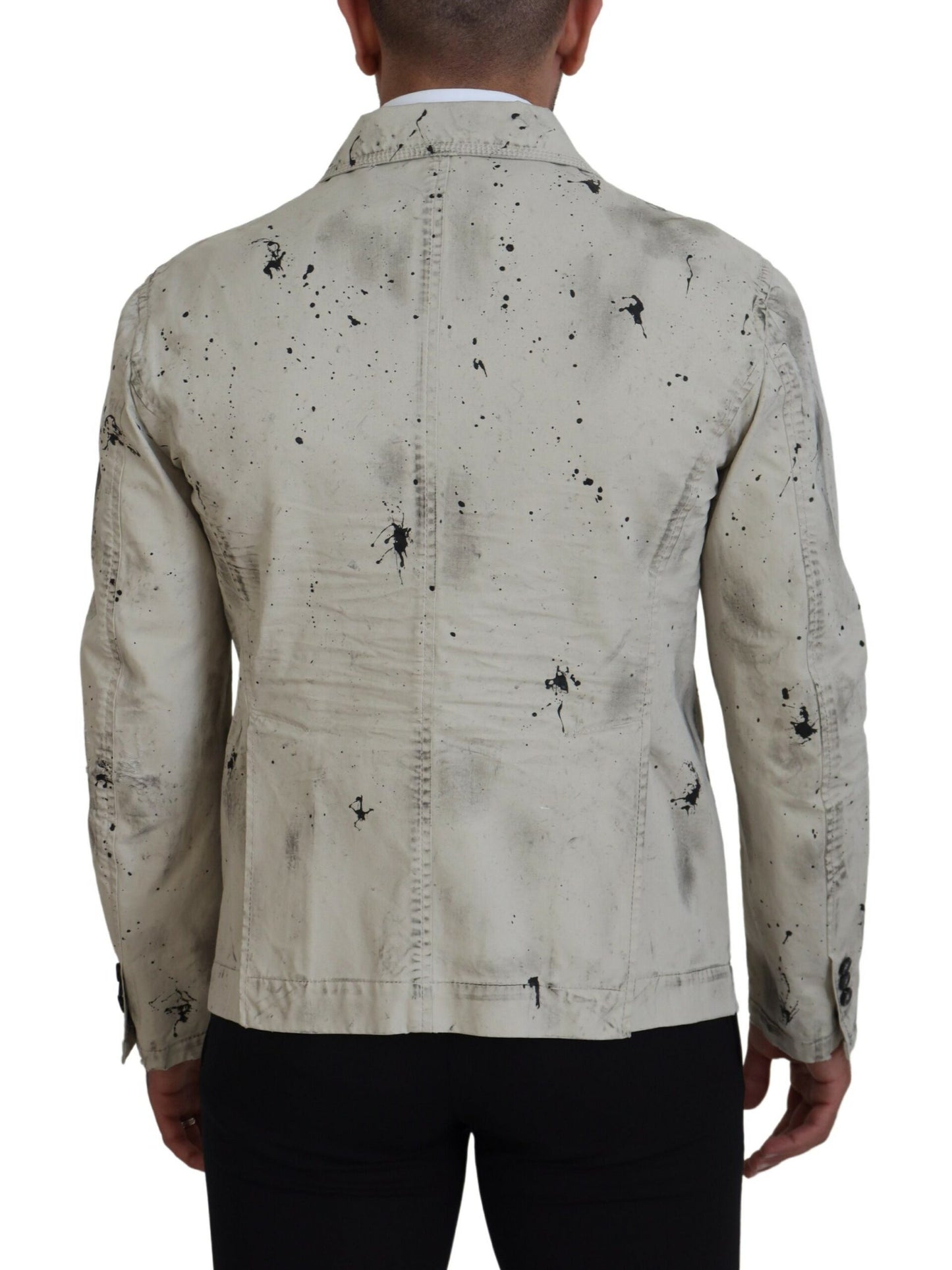 Veste en jean décontractée Dsquared² Off White Black Splash Print