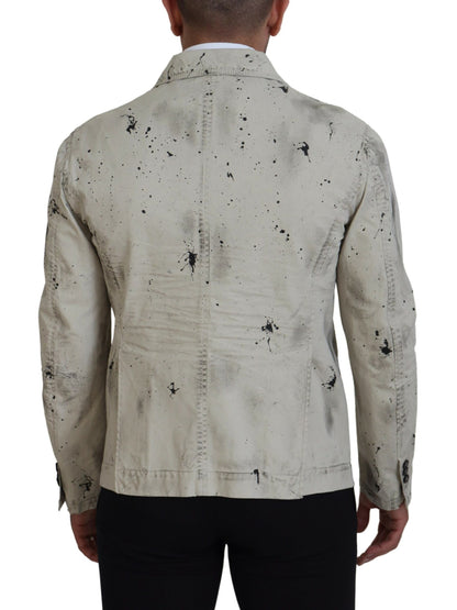 Veste en jean décontractée Dsquared² Off White Black Splash Print
