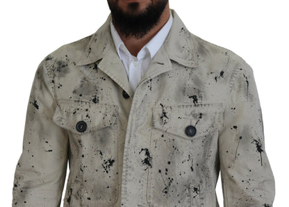 Veste en jean décontractée Dsquared² Off White Black Splash Print