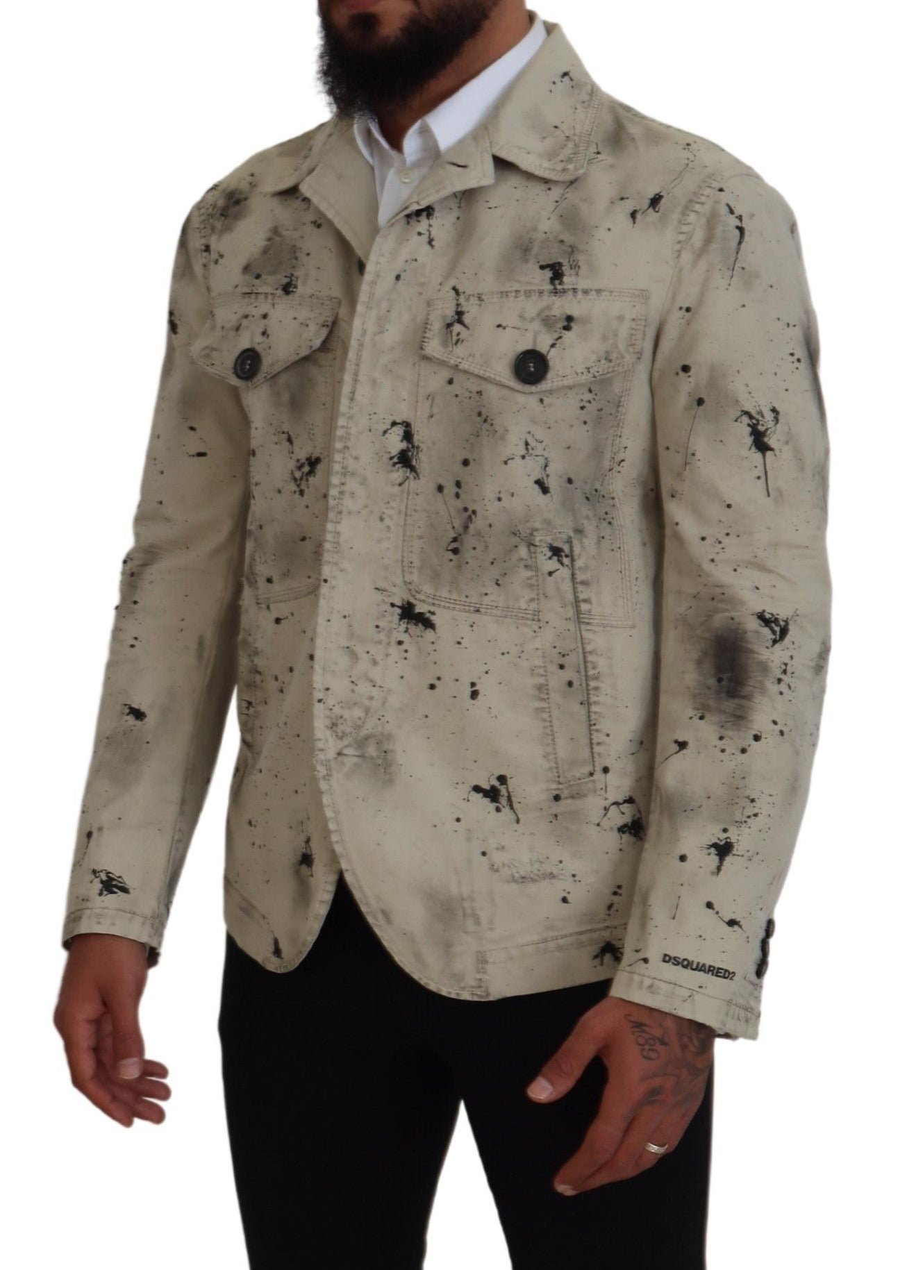 Veste en jean décontractée Dsquared² Off White Black Splash Print