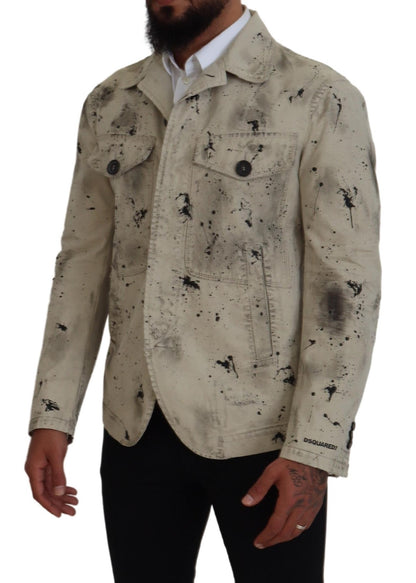 Veste en jean décontractée Dsquared² Off White Black Splash Print