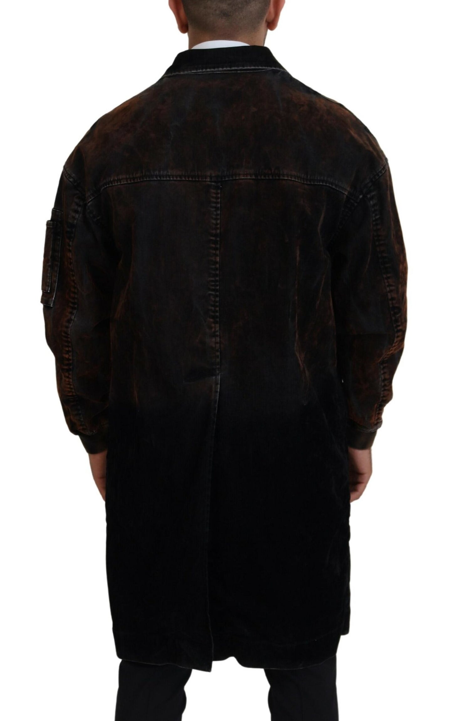 Manteau long marron boutonné en coton pour homme Dsquared²