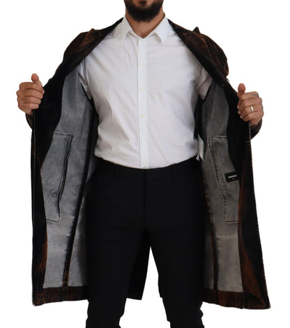 Manteau long marron boutonné en coton pour homme Dsquared²