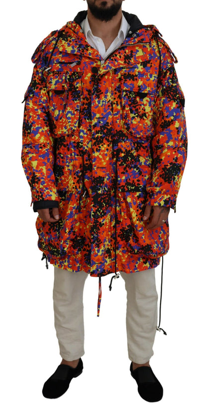 Manteau à capuche long multicolore avec poches cargo Dsquared²
