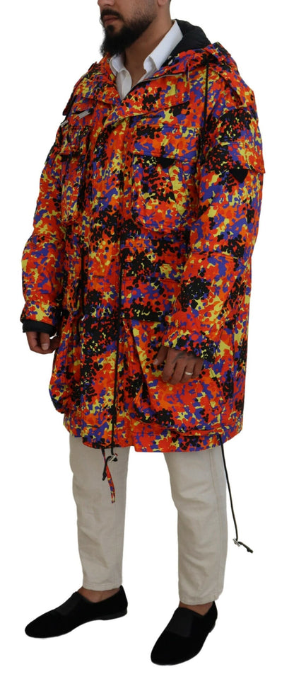 Manteau à capuche long multicolore avec poches cargo Dsquared²