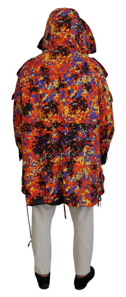 Manteau à capuche long multicolore avec poches cargo Dsquared²