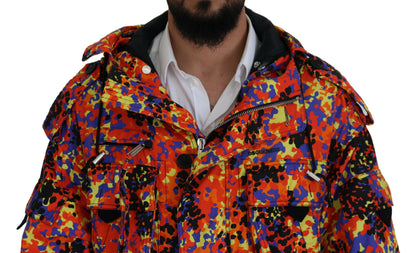 Manteau à capuche long multicolore avec poches cargo Dsquared²