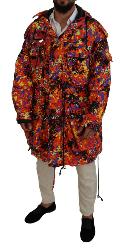 Manteau à capuche long multicolore avec poches cargo Dsquared²
