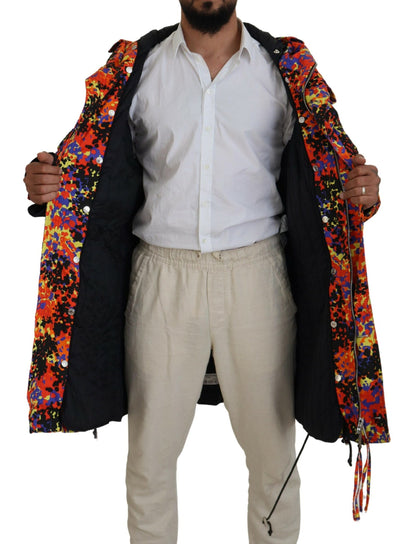 Manteau à capuche long multicolore avec poches cargo Dsquared²