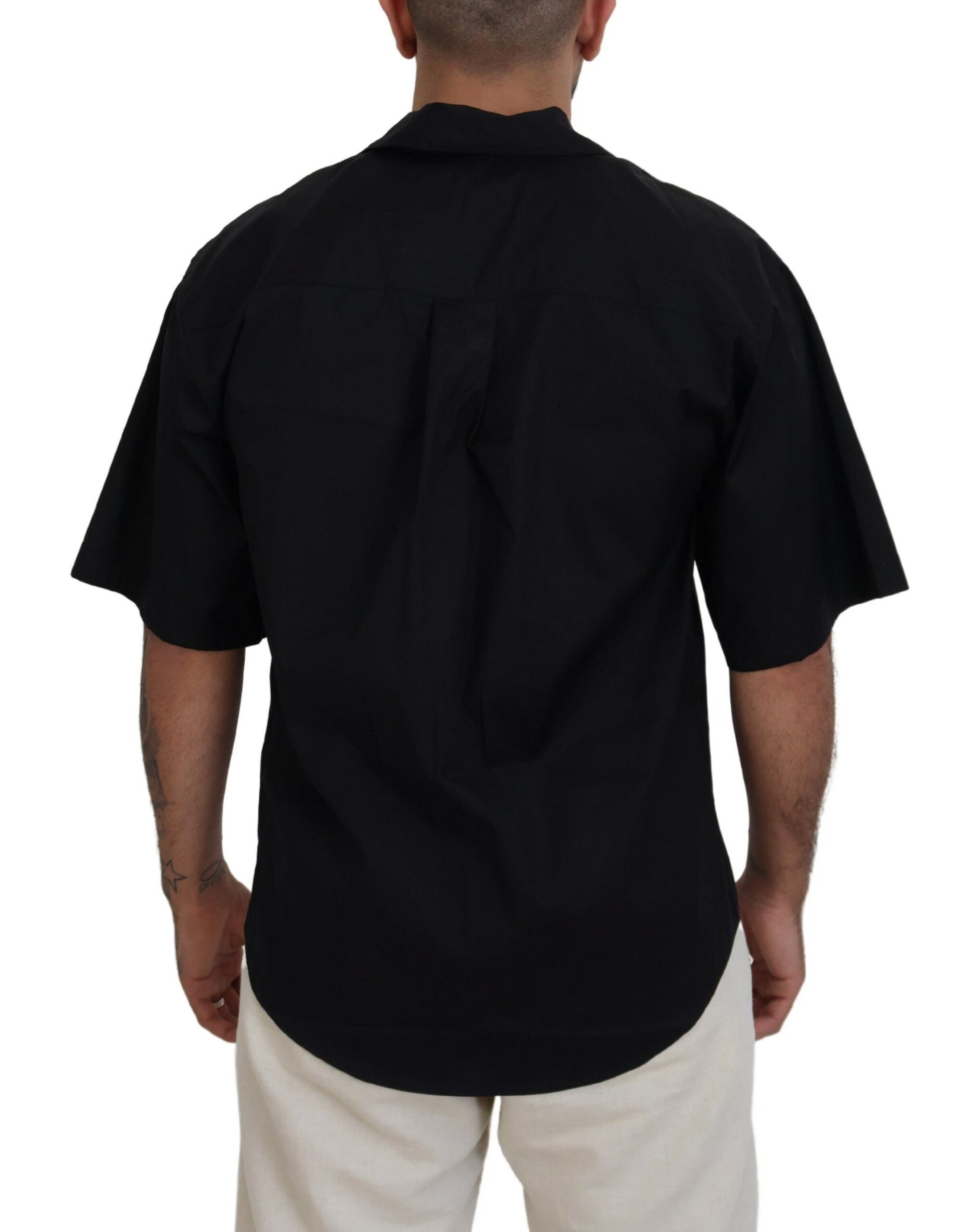 Dsquared² Black Cotton Collared Logo Print Short Sleeve Shirt by Dsquared²