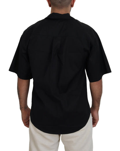 Dsquared² Black Cotton Collared Logo Print Short Sleeve Shirt by Dsquared²