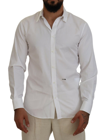 Dsquared² White Cotton Collared Long Sleeves Formal Shirt by Dsquared²
