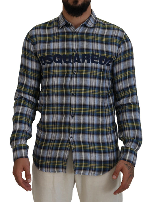 Dsquared² Multicolor Checkered Casual Men Long Sleeves Shirt by Dsquared²