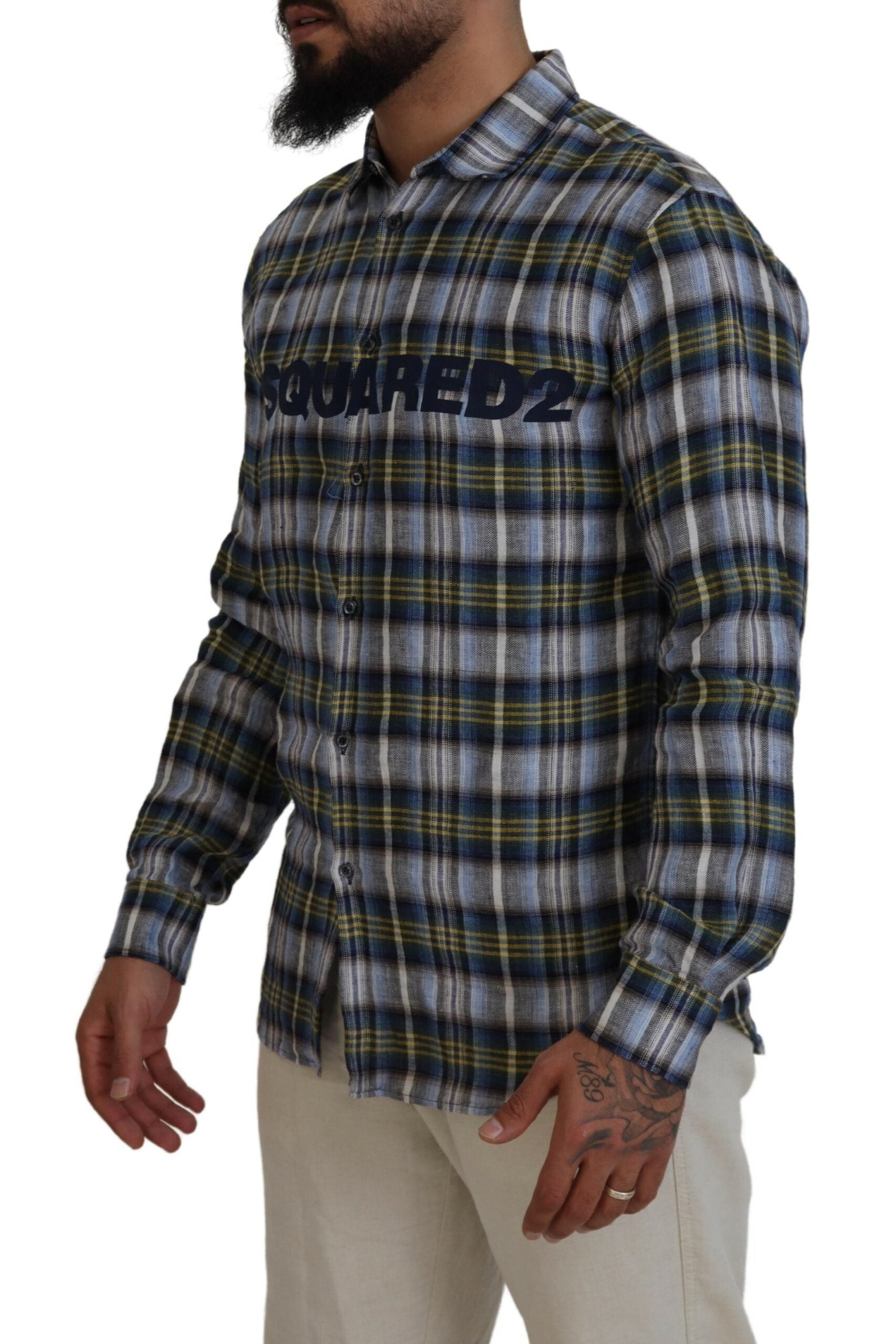 Dsquared² Multicolor Checkered Casual Men Long Sleeves Shirt by Dsquared²