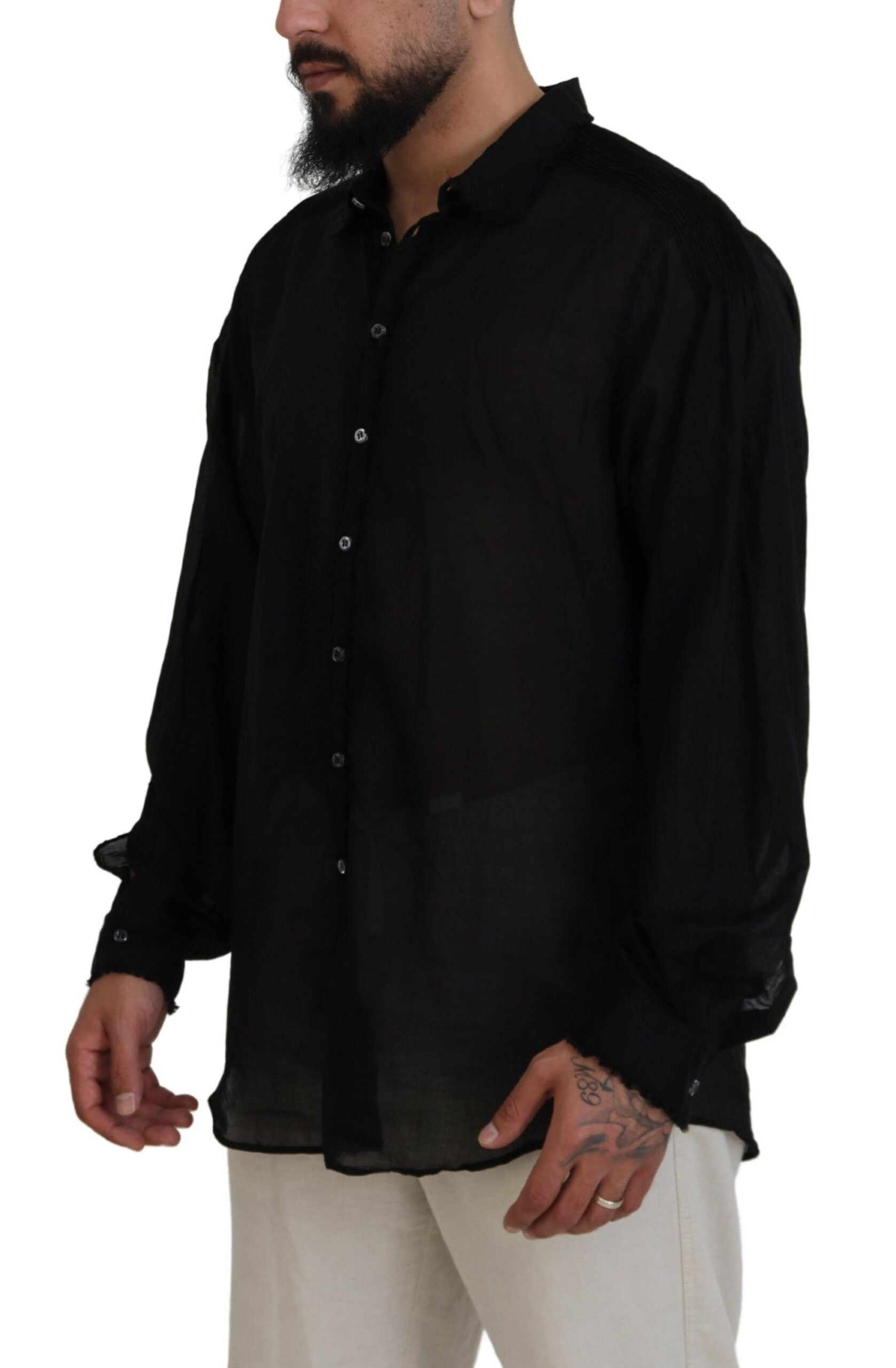 Dsquared² Black Cotton Collared Long Sleeves Formal Shirt by Dsquared²