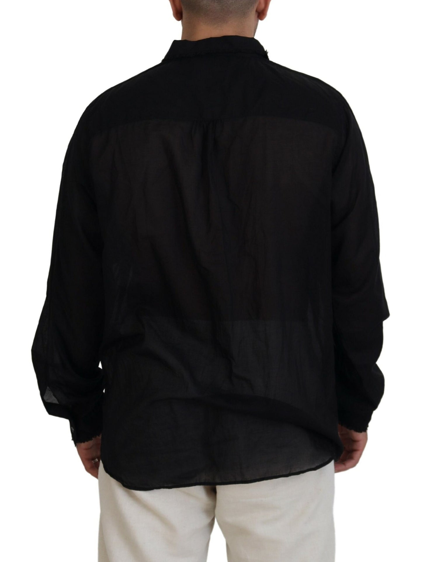 Dsquared² Black Cotton Collared Long Sleeves Formal Shirt by Dsquared²