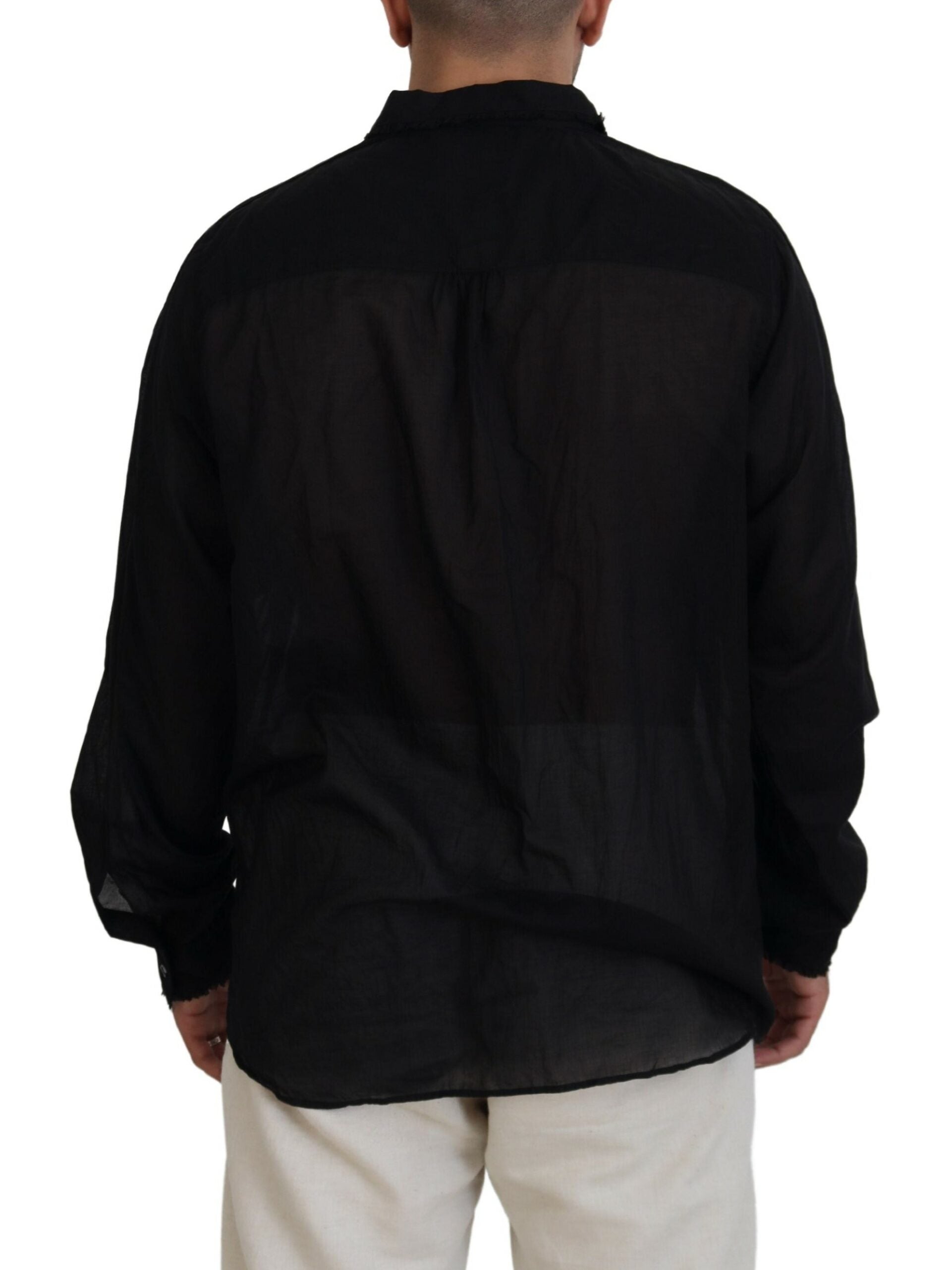 Dsquared² Black Cotton Collared Long Sleeves Formal Shirt by Dsquared²