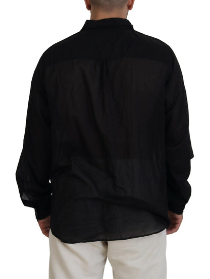 Dsquared² Black Cotton Collared Long Sleeves Formal Shirt by Dsquared²