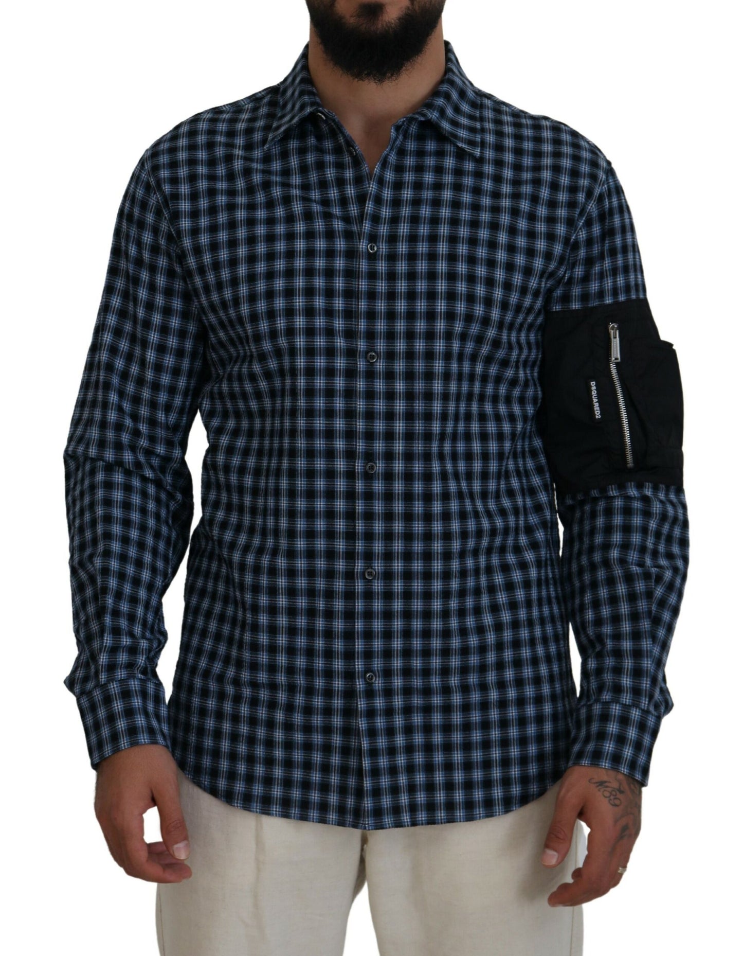 Dsquared² Multicolor Black Arm Plaid Men Long Sleeves Shirt by Dsquared²