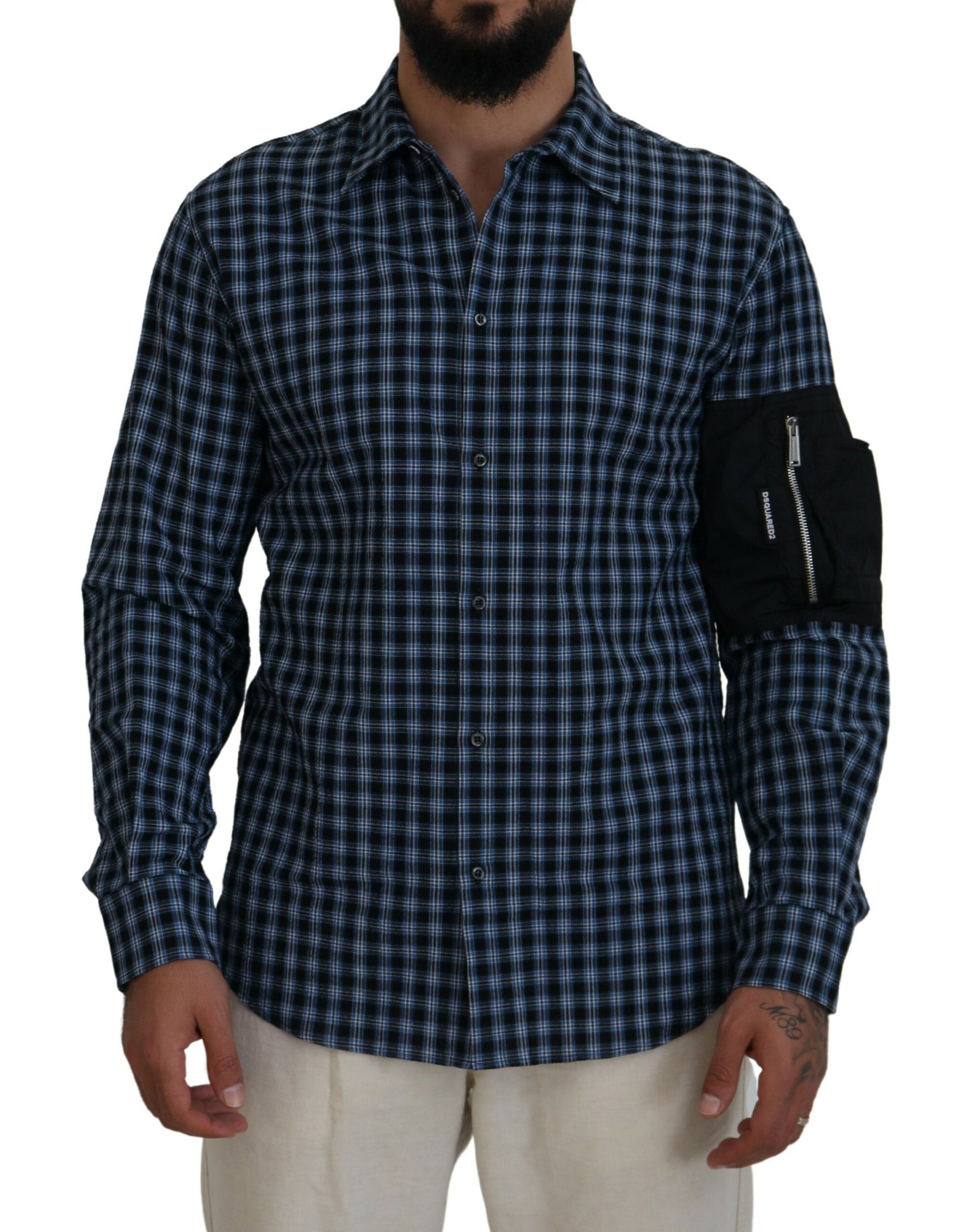 Dsquared² Multicolor Black Arm Plaid Men Long Sleeves Shirt by Dsquared²