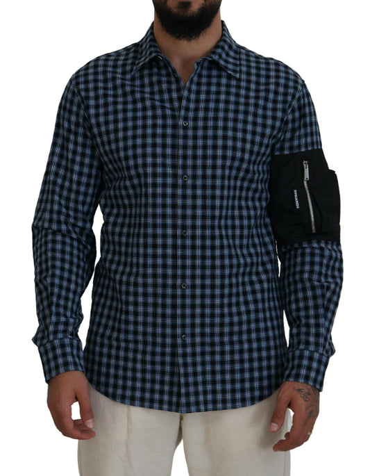 Dsquared² Multicolor Black Arm Plaid Men Long Sleeves Shirt by Dsquared²