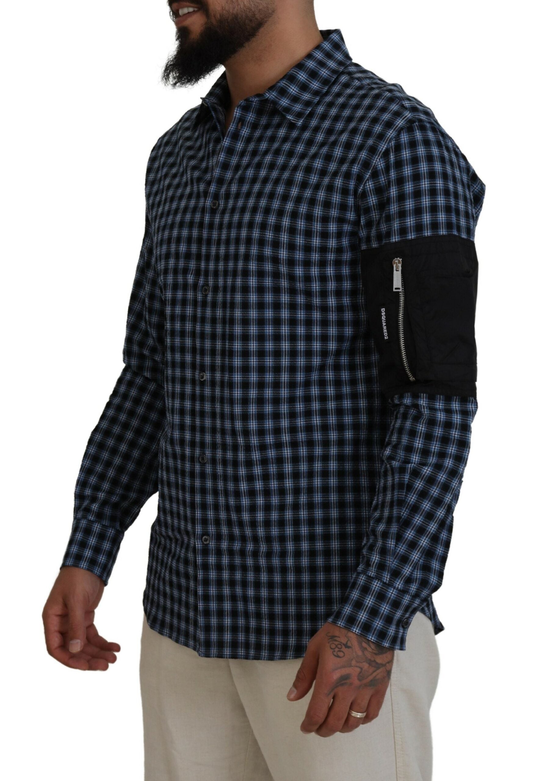 Dsquared² Multicolor Black Arm Plaid Men Long Sleeves Shirt by Dsquared²