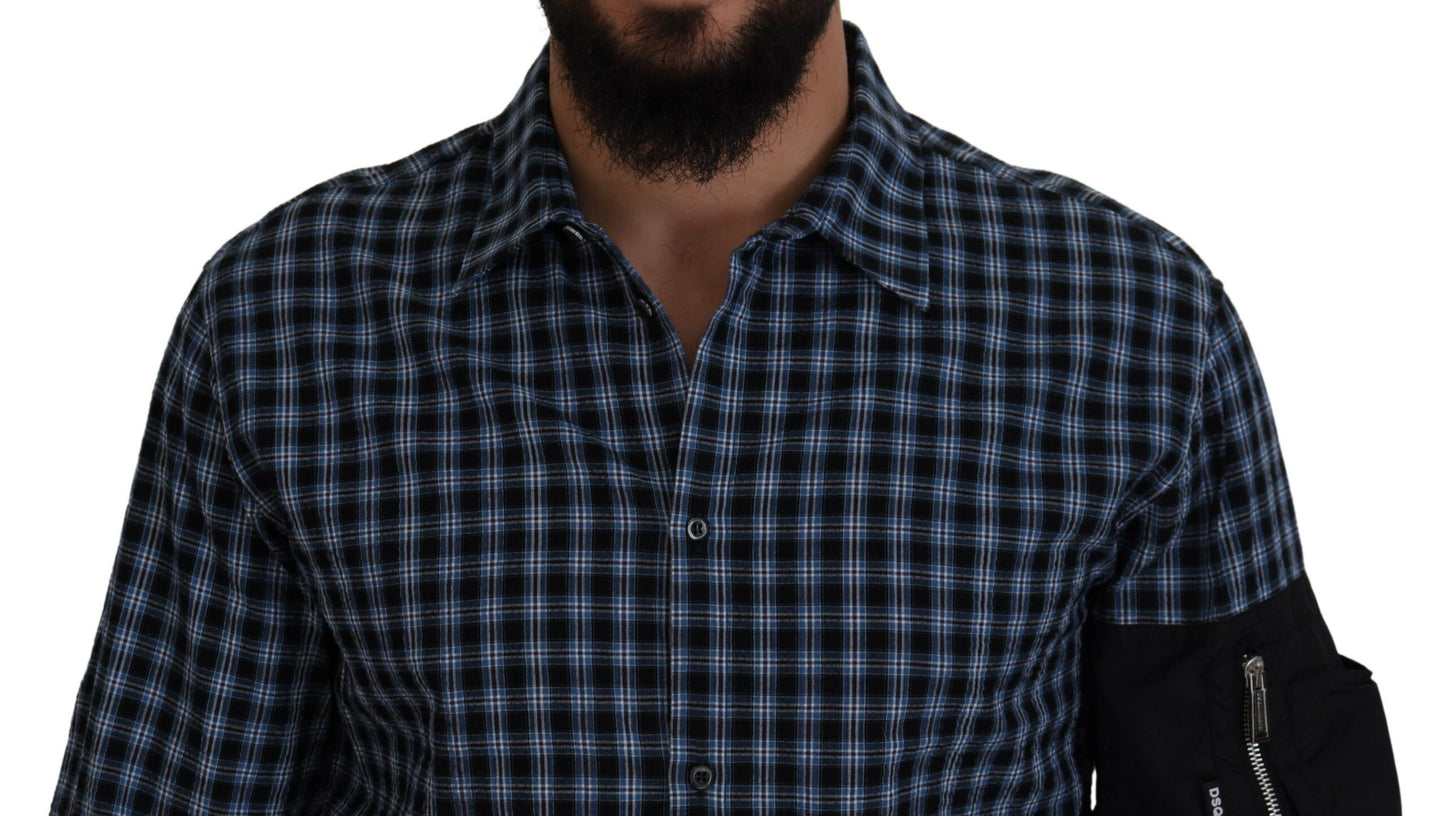 Dsquared² Multicolor Black Arm Plaid Men Long Sleeves Shirt by Dsquared²