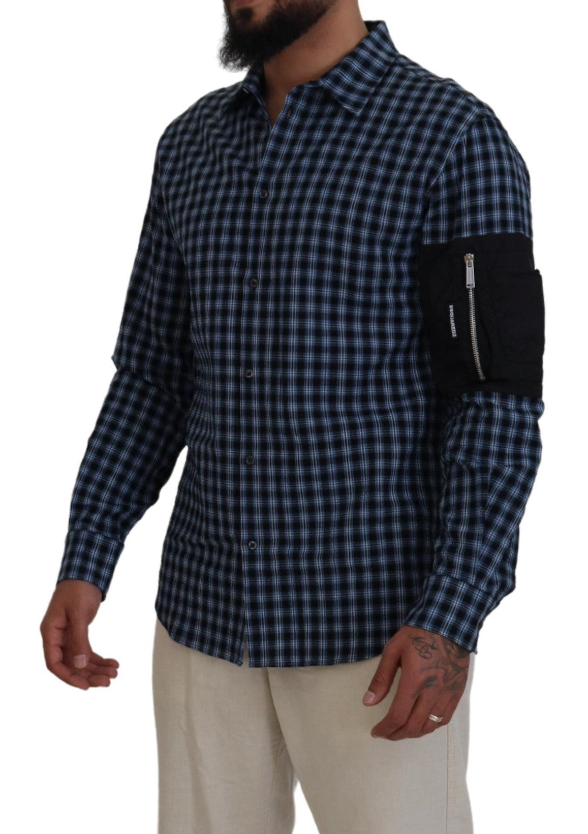 Dsquared² Multicolor Black Arm Plaid Men Long Sleeves Shirt by Dsquared²