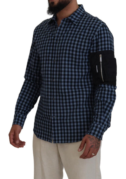Dsquared² Multicolor Black Arm Plaid Men Long Sleeves Shirt by Dsquared²