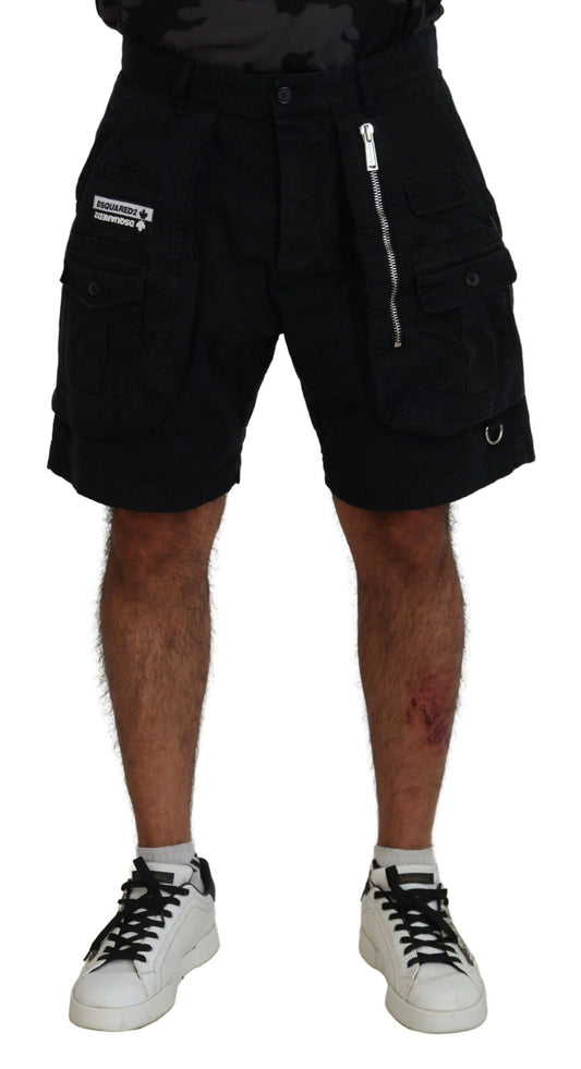 Boxer cargo en coton noir Dsquared² au-dessus du genou