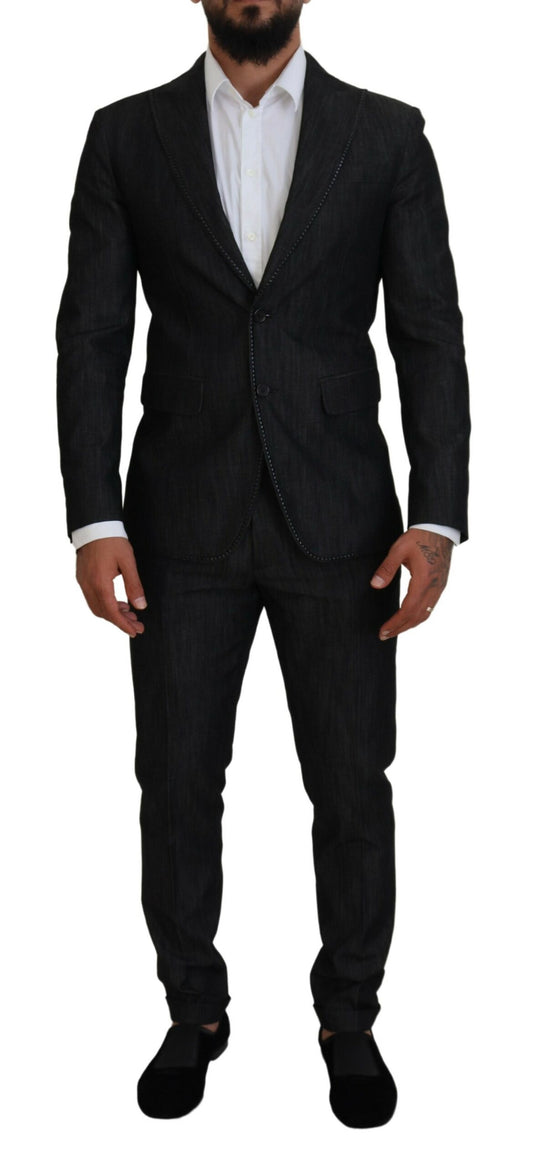 Costume 2 pièces MIAMI noir en coton à simple boutonnage Dsquared²