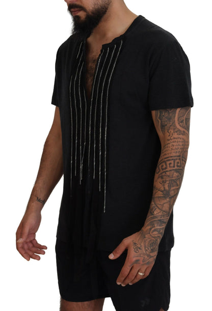 Dsquared² Black Chain Embellished Cotton Short Sleeve T-shirt by Dsquared²